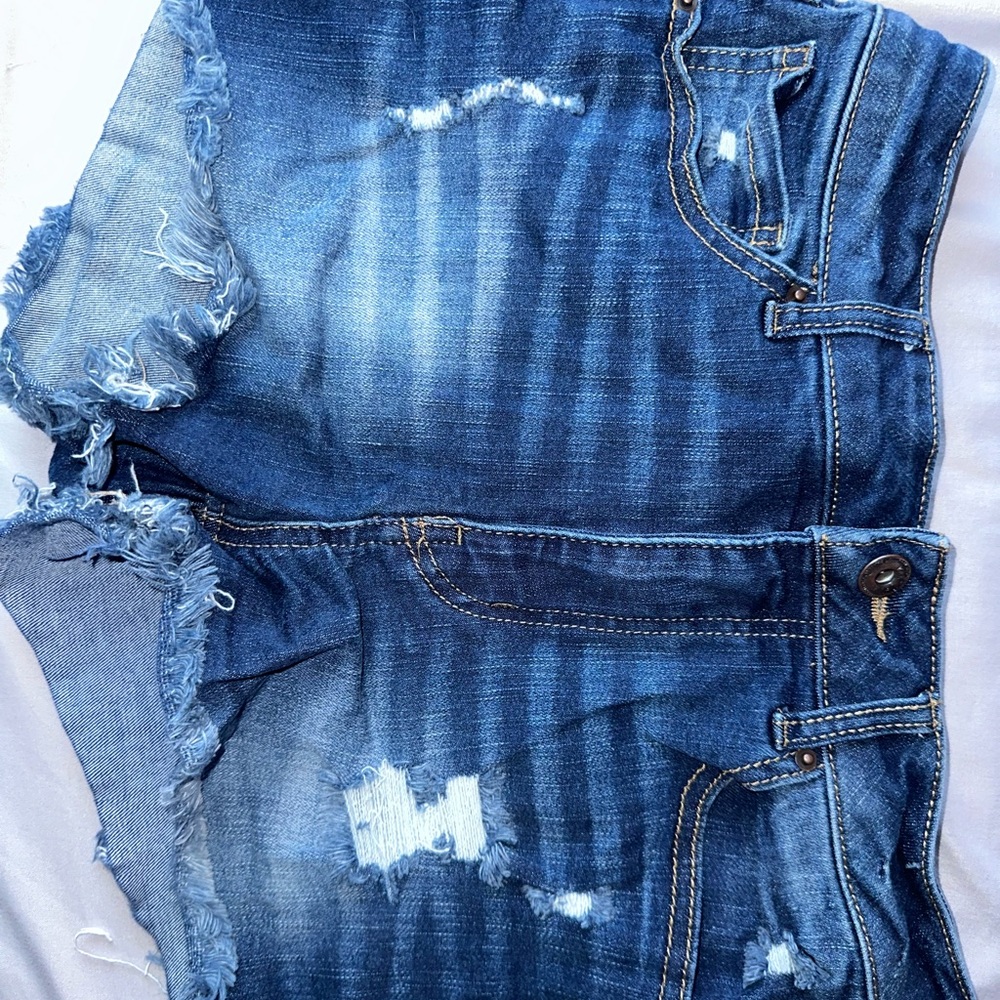 Wax Jean Blue Distressed Denim Jeans with Fading